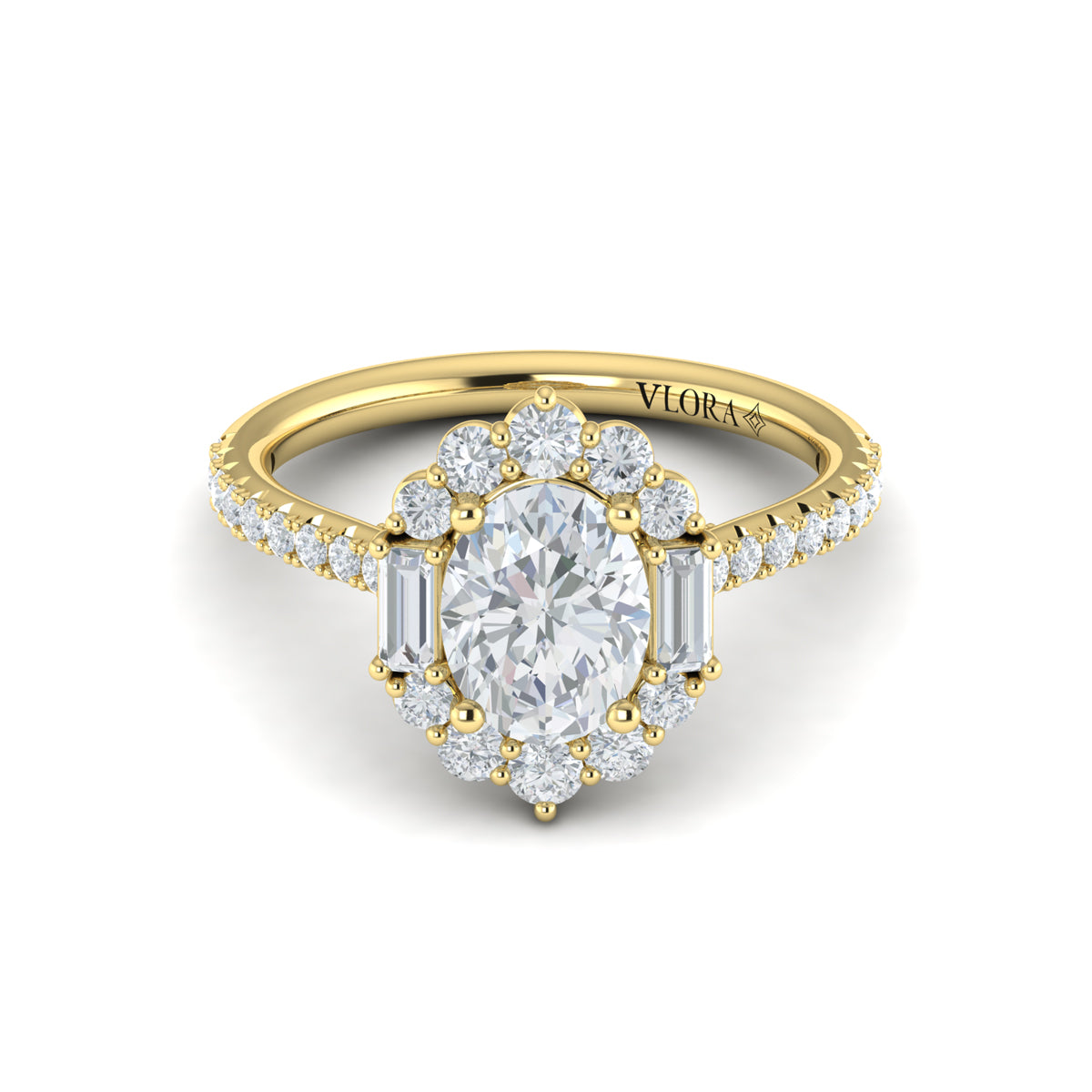 14kt Yellow Gold Oval Diamond Halo Engagement Ring