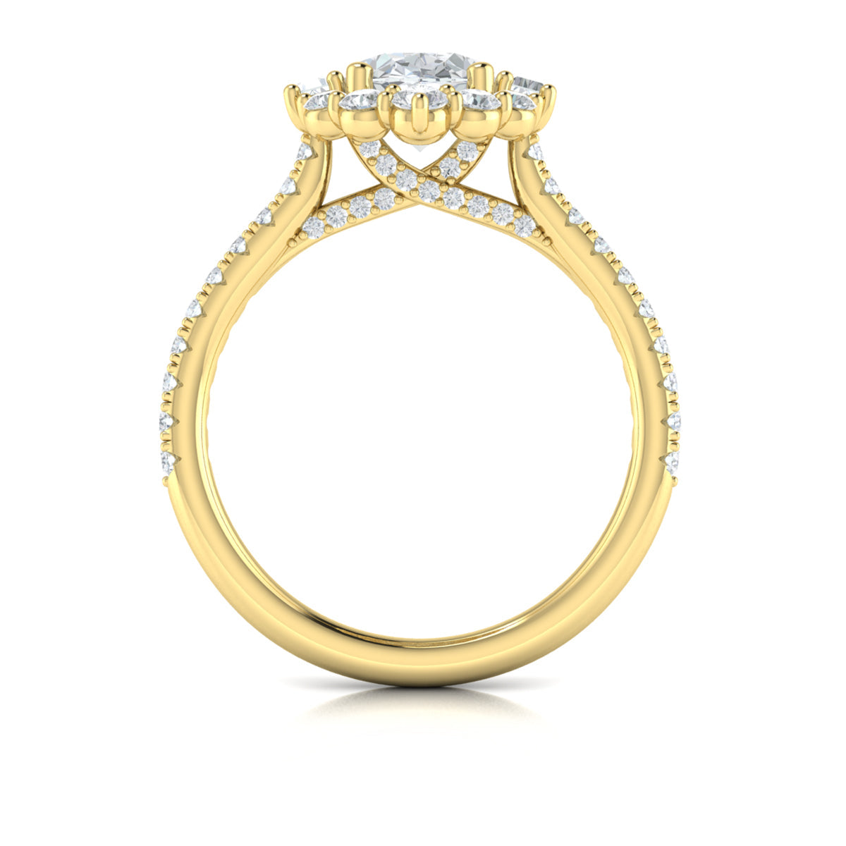 14kt Yellow Gold Oval Diamond Halo Engagement Ring