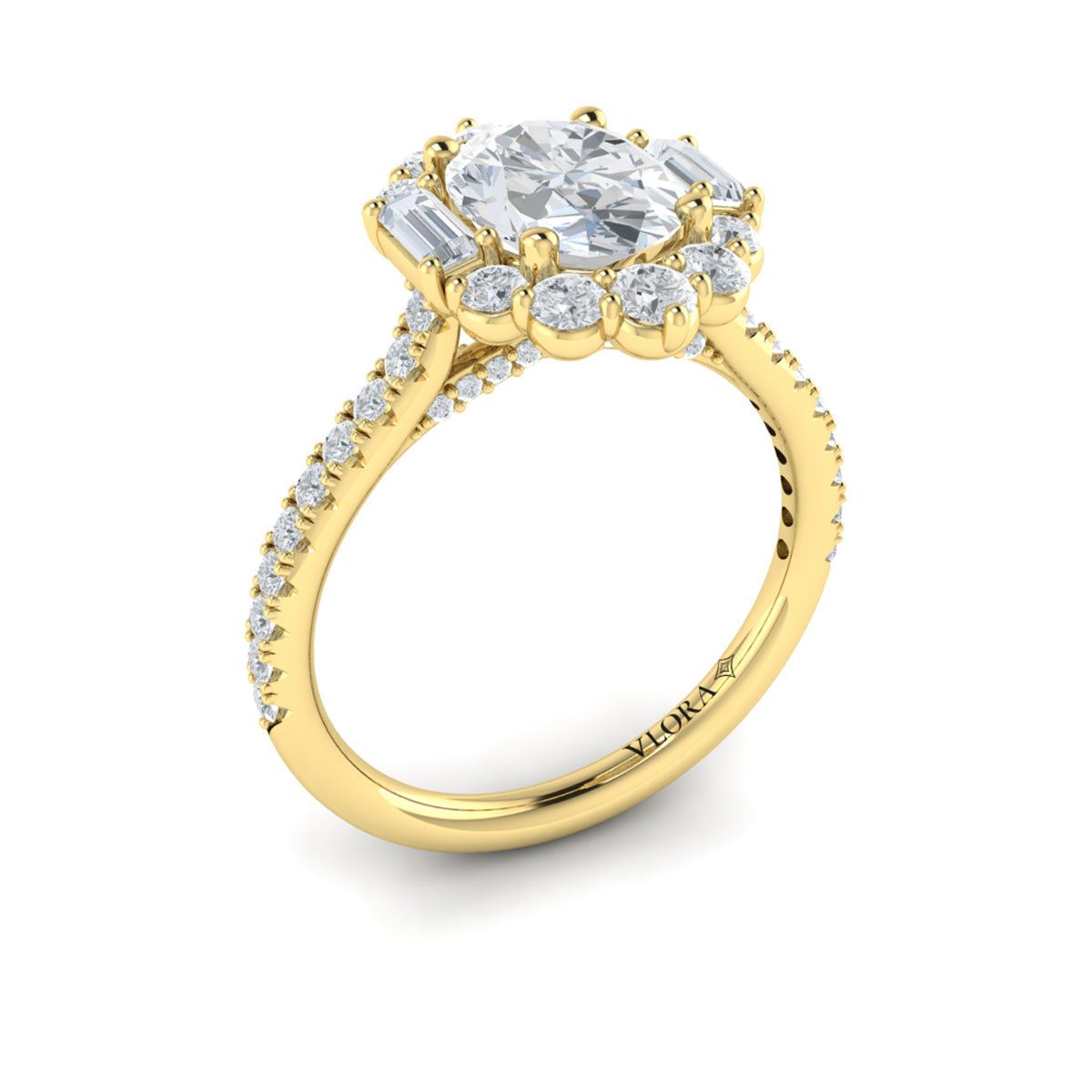 14kt Yellow Gold Oval Diamond Halo Engagement Ring