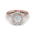 14K Rose Gold Cushion Double Halo Engagement Ring