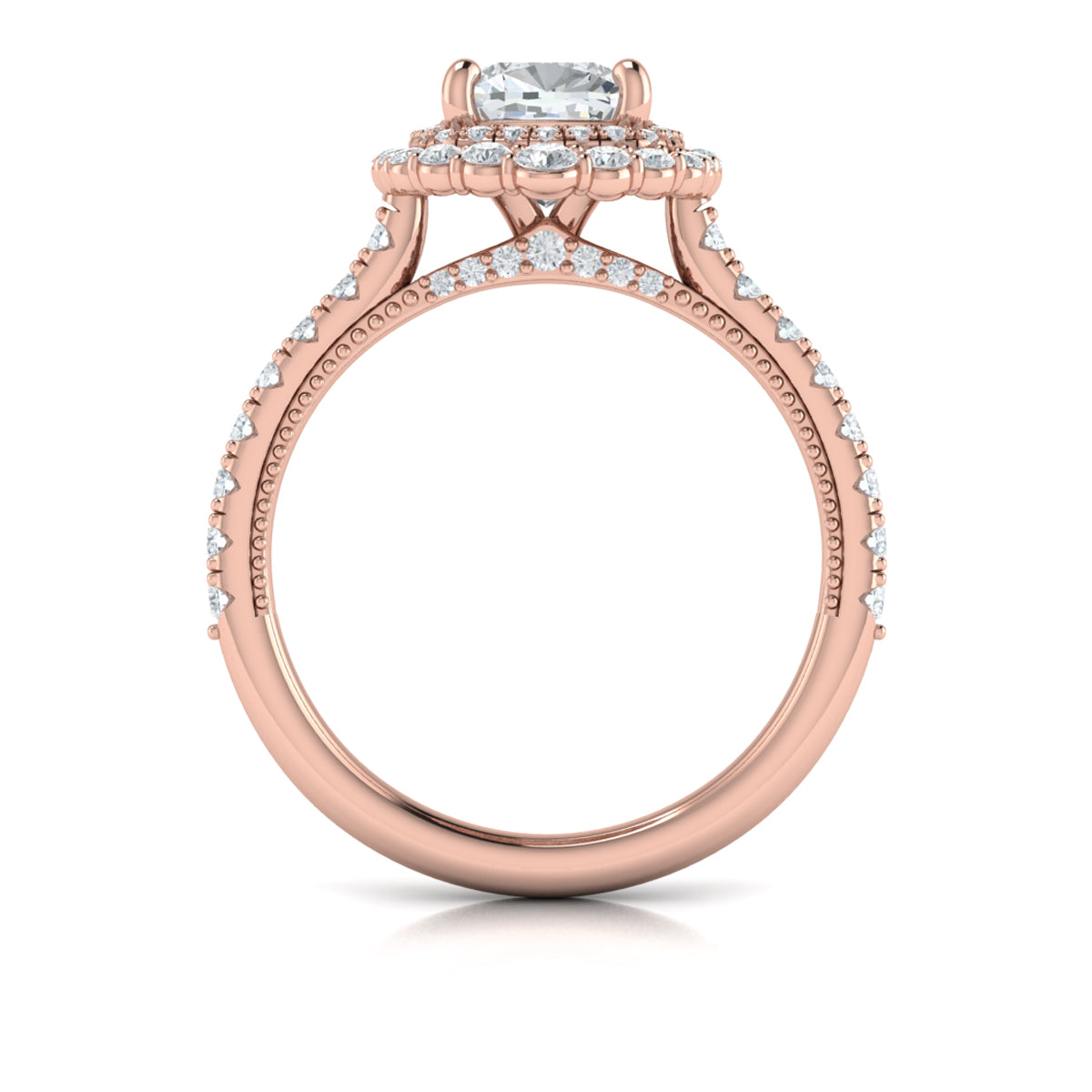 14K Rose Gold Cushion Double Halo Engagement Ring