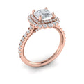 14K Rose Gold Cushion Double Halo Engagement Ring