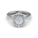 14kt White Gold Cushion Diamond Cathedral Halo Ring