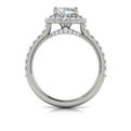 14kt White Gold Cushion Diamond Cathedral Halo Ring