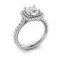 14kt White Gold Cushion Diamond Cathedral Halo Ring