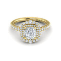 14kt Yellow Gold Cushion Diamond Cathedral Halo Ring
