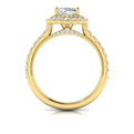 14kt Yellow Gold Cushion Diamond Cathedral Halo Ring
