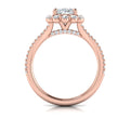 14K Rose Gold Oval Diamond Halo Split Shank Ring