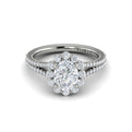 Platinum Oval Diamond Split Shank Halo Engagement Ring