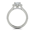 Platinum Oval Diamond Split Shank Halo Engagement Ring