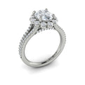 Platinum Oval Diamond Split Shank Halo Engagement Ring