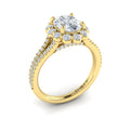 14kt Yellow Gold Oval Diamond Halo Split Shank Ring