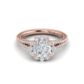 14kt Rose Gold Round Diamond Floral Halo Engagement Ring