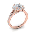 14kt Rose Gold Round Diamond Floral Halo Engagement Ring