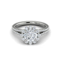 14K White Gold Floral Halo Diamond Engagement Ring