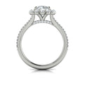 14K White Gold Floral Halo Diamond Engagement Ring