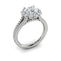 14K White Gold Floral Halo Diamond Engagement Ring