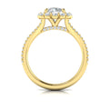 14kt Yellow Gold Round Diamond Floral Halo Ring