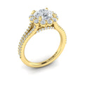 14kt Yellow Gold Round Diamond Floral Halo Ring
