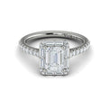 14kt White Gold Emerald Cut Diamond Halo Engagement Ring