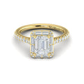 14kt Yellow Gold Emerald Cut Diamond Halo Engagement Ring