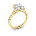 14kt Yellow Gold Emerald Cut Diamond Halo Engagement Ring