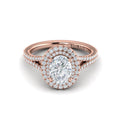 14K Rose Gold Oval Diamond Double Halo Engagement Ring