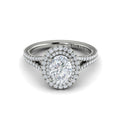 Platinum Double Halo Diamond Split Shank Engagement Ring