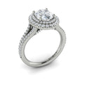 Platinum Double Halo Diamond Split Shank Engagement Ring