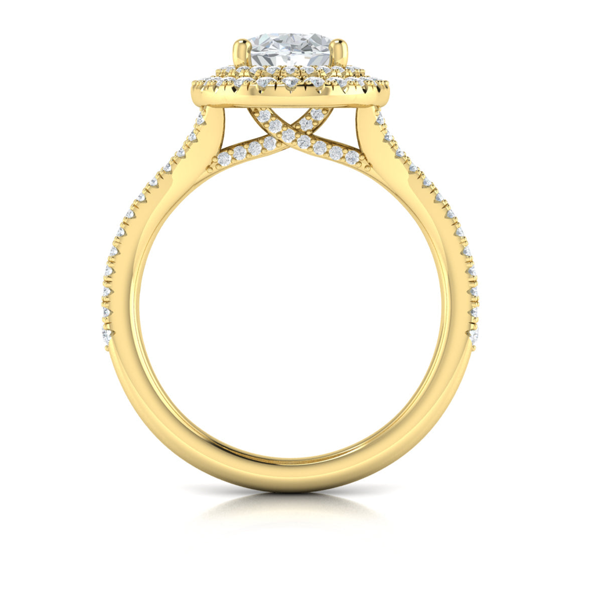18kt Yellow Gold Double Halo Diamond Engagement Ring