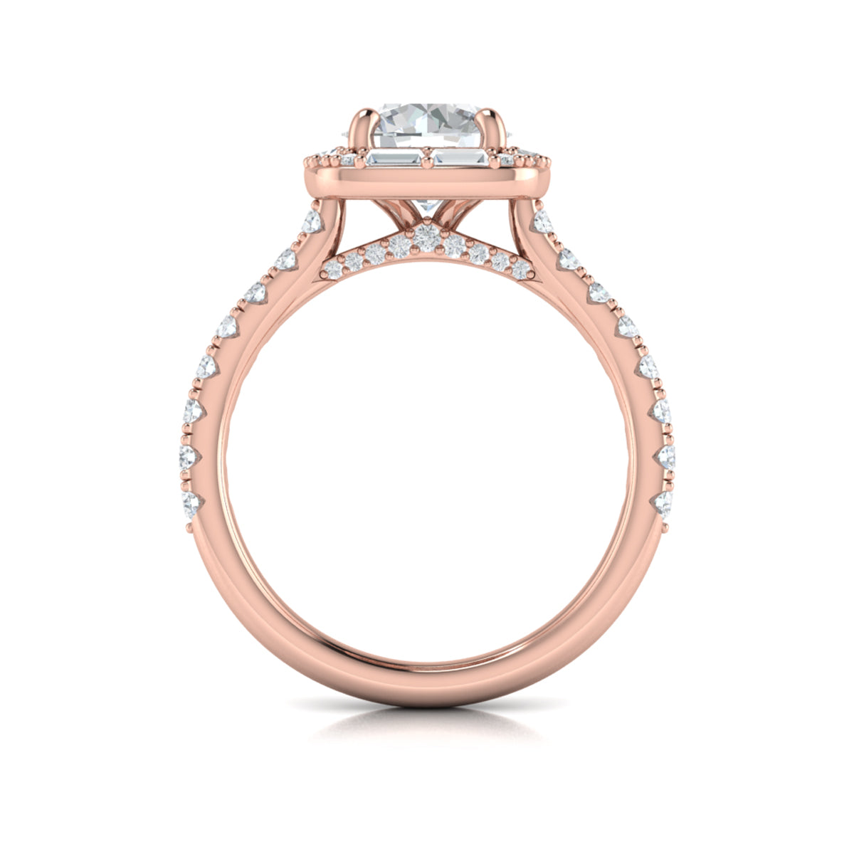 14kt Rose Gold Round Diamond Halo Engagement Ring