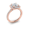 14kt Rose Gold Round Diamond Halo Engagement Ring