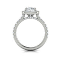 14K White Gold Round Diamond Cushion Halo Ring