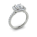 14K White Gold Round Diamond Cushion Halo Ring