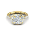 14kt Yellow Gold Round Diamond Halo Engagement Ring