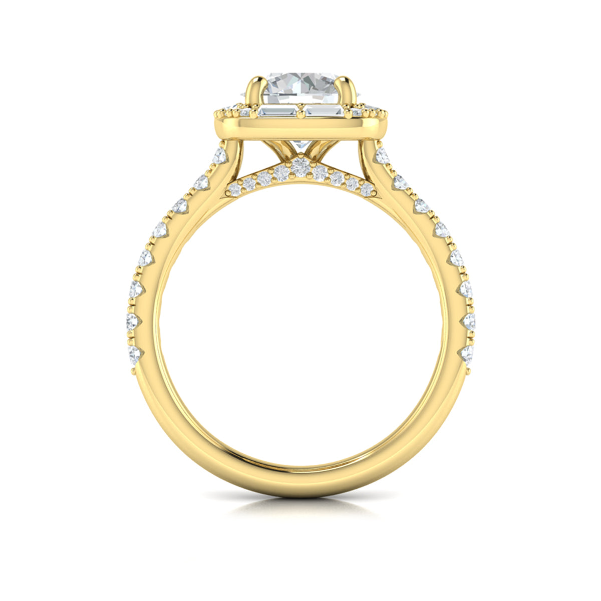 14kt Yellow Gold Round Diamond Halo Engagement Ring
