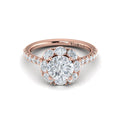 14kt Rose Gold Round Diamond Oval Halo Engagement Ring