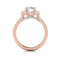 14kt Rose Gold Round Diamond Oval Halo Engagement Ring