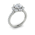 14K White Gold Oval Halo Round Diamond Engagement Ring