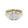 14kt Yellow Gold Round Diamond Oval Halo Engagement Ring