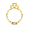 14kt Yellow Gold Round Diamond Oval Halo Engagement Ring