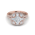 14kt Rose Gold Round Diamond Double Halo Ring