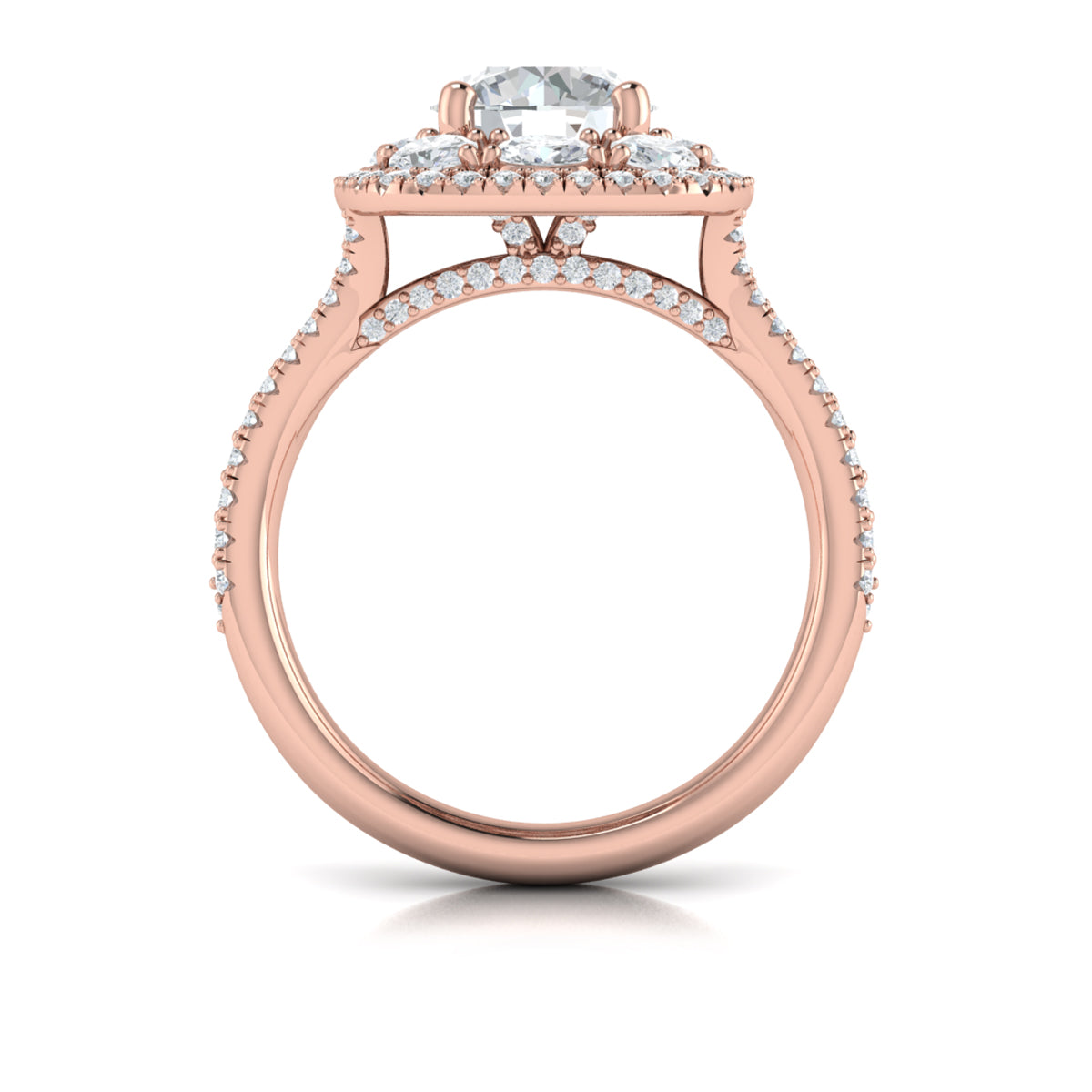 14kt Rose Gold Round Diamond Double Halo Ring