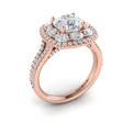14kt Rose Gold Round Diamond Double Halo Ring