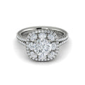 14K White Gold Round Diamond Double Halo Engagement Ring