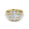 14kt Yellow Gold Round Diamond Double Halo Ring