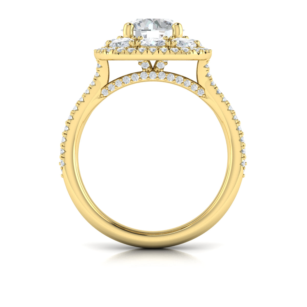 14kt Yellow Gold Round Diamond Double Halo Ring