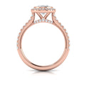 14K Rose Gold Oval Diamond Bezel Halo Engagement Ring