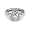 14kt White Gold Oval Diamond Bezel Halo Engagement Ring