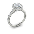 14kt White Gold Oval Diamond Bezel Halo Engagement Ring